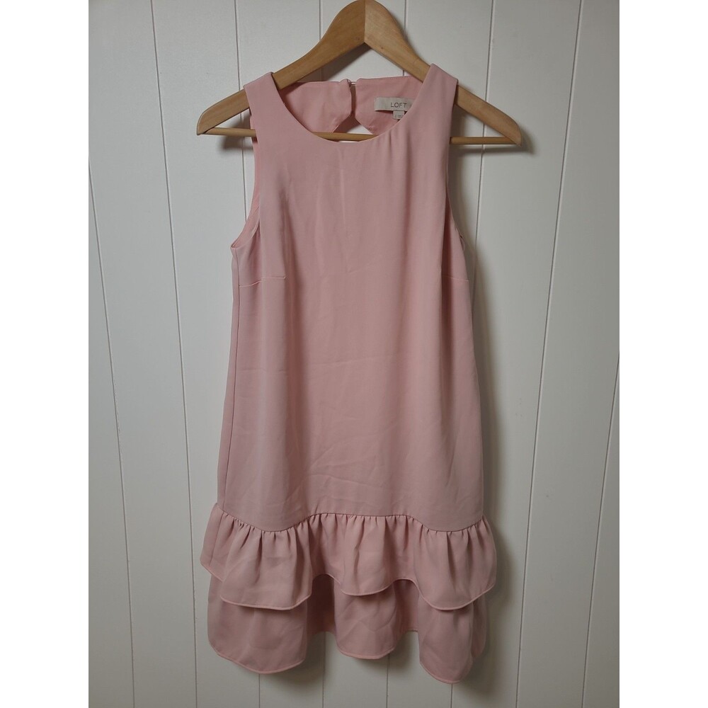Ann Taylor LOFT Women's Size 2 Pink Ruffled Lined Sleeveless Dress Fairy